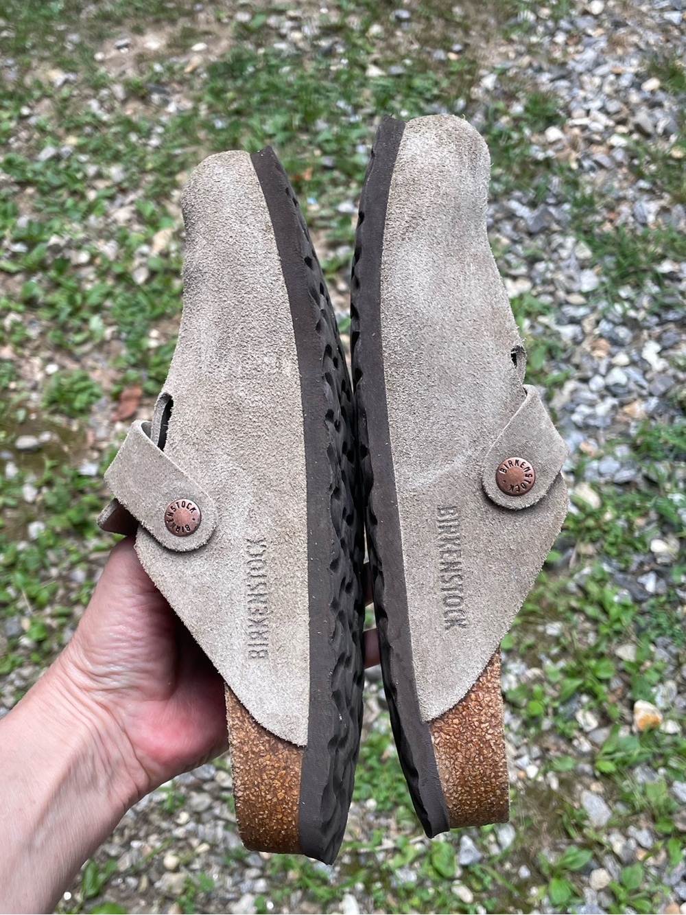 Birkenstock Boston Taupe Suede Soft Footbed Clogs Size 38 - Picture 9 of 12